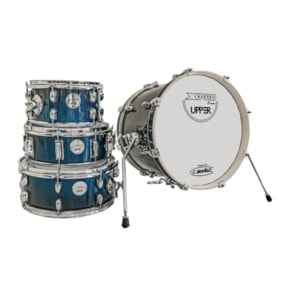 Bateria X-Pro Upper Gig BLS Linha Upper de 4 Peças Blue Sparkle Shell Pack Azul Bateria X-Pro Upper Gig BLS Linha Upper de 4 Peças Blue Sparkle Shell Pack Azul