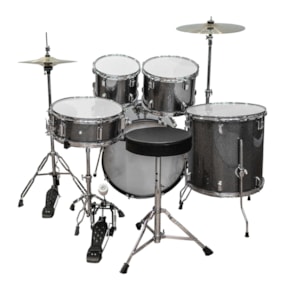 Bateria X-Pro Viper 1320 Dark Grey Sparkle Completa c/ Banco e Pratos