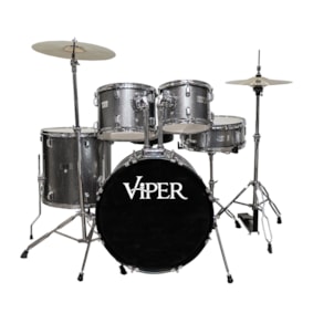 Bateria X-Pro Viper 1320 Dark Grey Sparkle Completa c/ Banco e Pratos