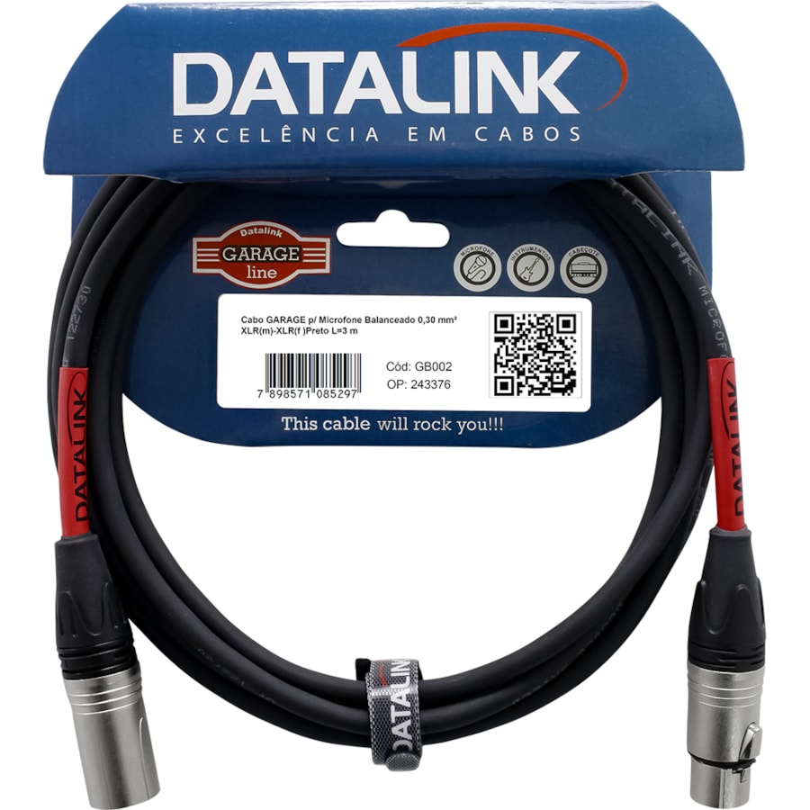 Cabo Datalink GB002 Linha Garage Line XLR - XLR de 3m Cabo Datalink GB002 Linha Garage Line XLR - XLR de 3m