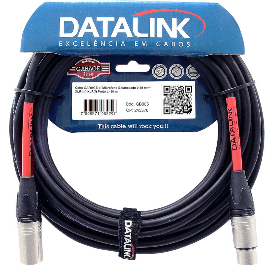 Cabo Datalink GB005 Linha Garage Line XLR - XLR de 10m Cabo Datalink GB005 Linha Garage Line XLR - XLR de 10m