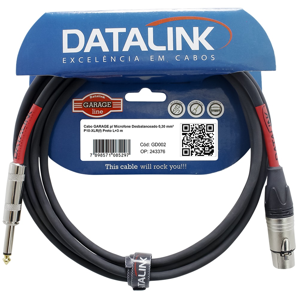 Cabo Datalink GD002 Linha Garage Line P10 - XLR de 3m