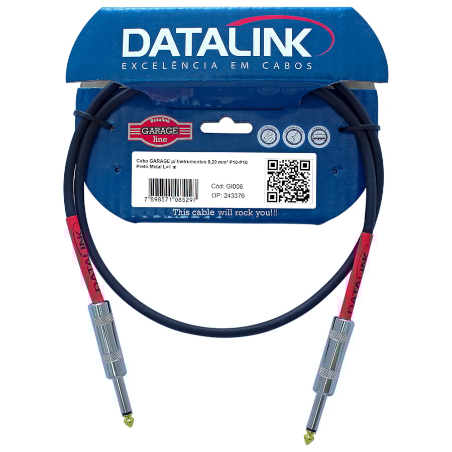 Cabo Datalink GI006 Linha Garage Line P10 - P10 de 1m Cabo Datalink GI006 Linha Garage Line P10 - P10 de 1m