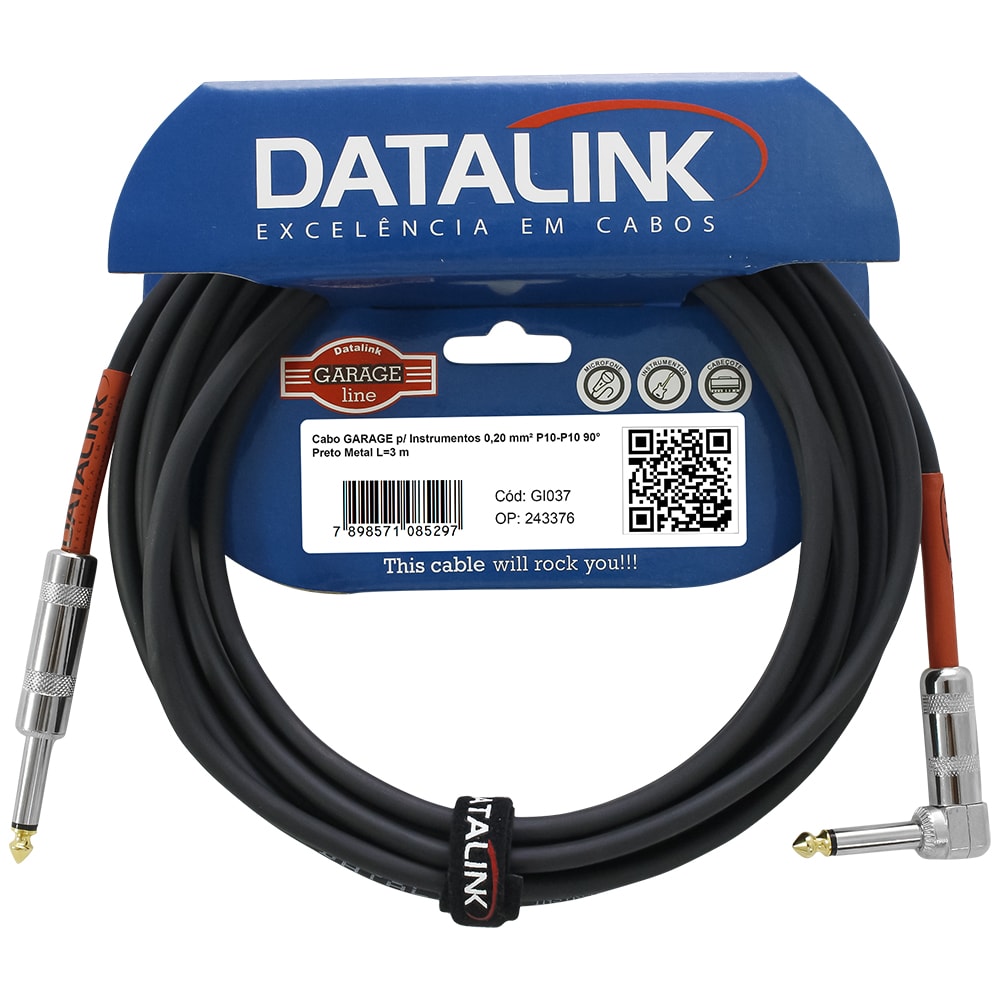Cabo Datalink GI037 Linha Garage Line com P10 em L de 3m