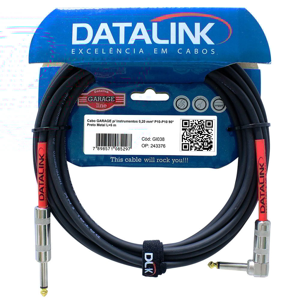 Cabo Datalink GI038 Linha Garage Line com P10 em L de 5m