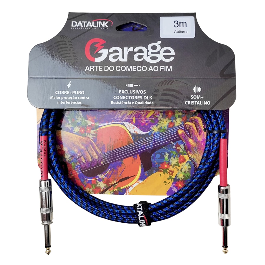 Cabo Datalink Linha Garage Textil 3 Metros P10/P10 Azul