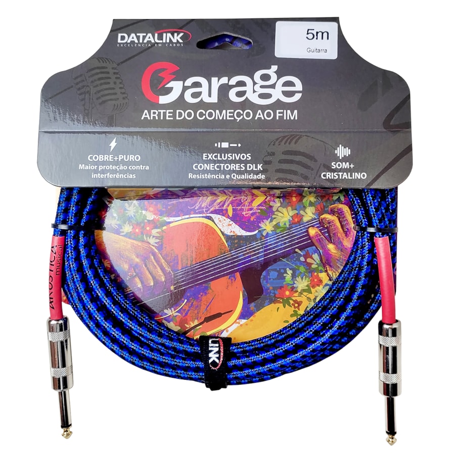 Cabo Datalink Linha Garage Textil 5 Metros P10/P10 Azul