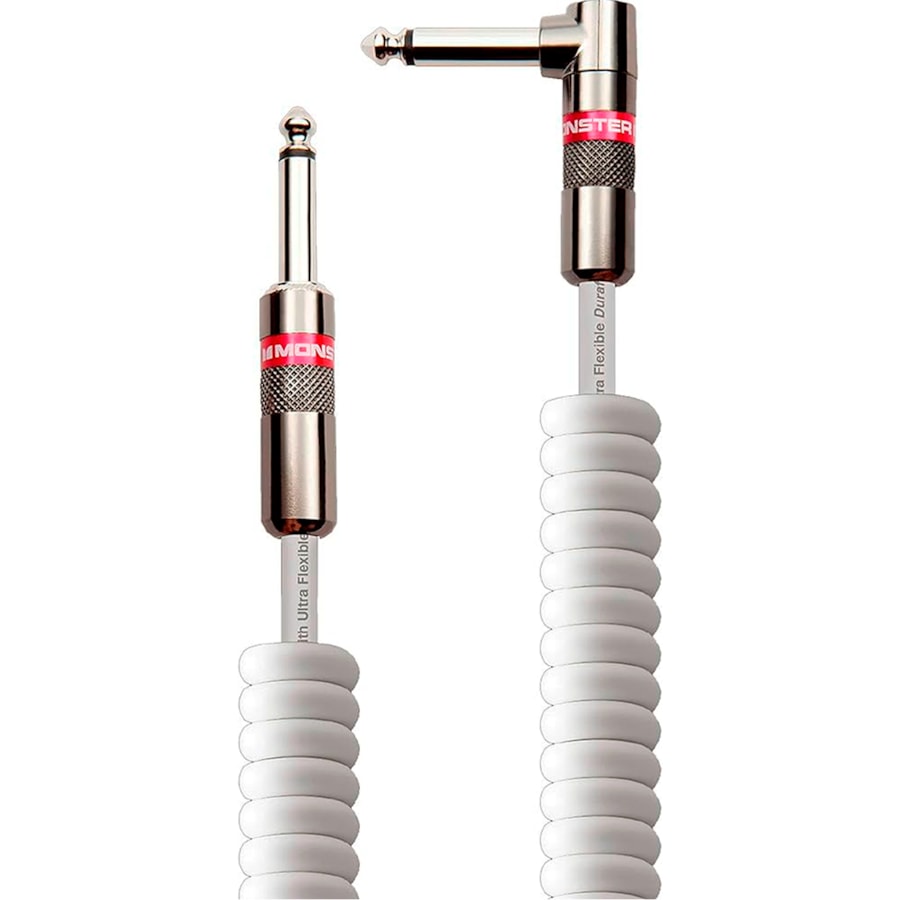 Cabo Monster 12FT Aspiral Linha Classic P10/P10L 3,65 Metros Branco