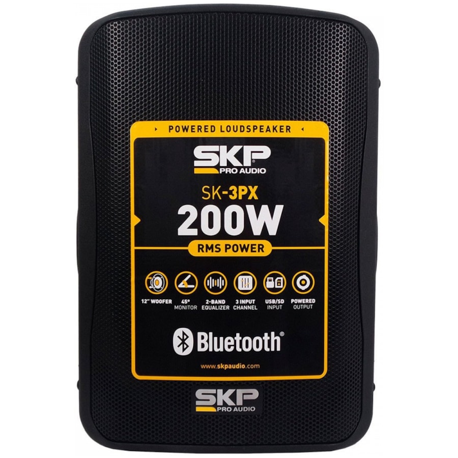 Caixa Ativa SKP SK-3PX de 200 Watts RMS Preta