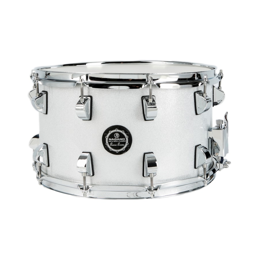 Caixa de Bateria Nagano Big Beat SVS Snare Series de Hard Poplar 14x8 Polegadas Silver Sparkle