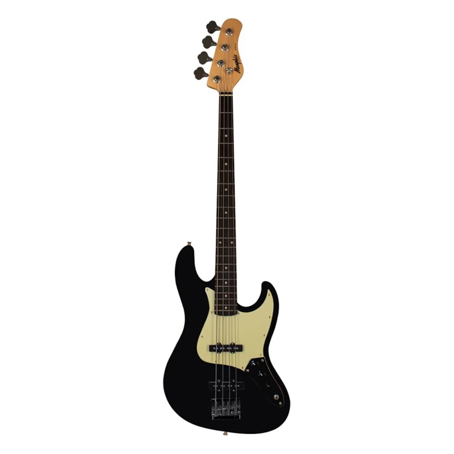 Contrabaixo Memphis by Tagima MB-50 E/MG BKS Jazz Bass Passivo de 4 Cordas Preto c/ Escala Escura e Escudo Mint Green