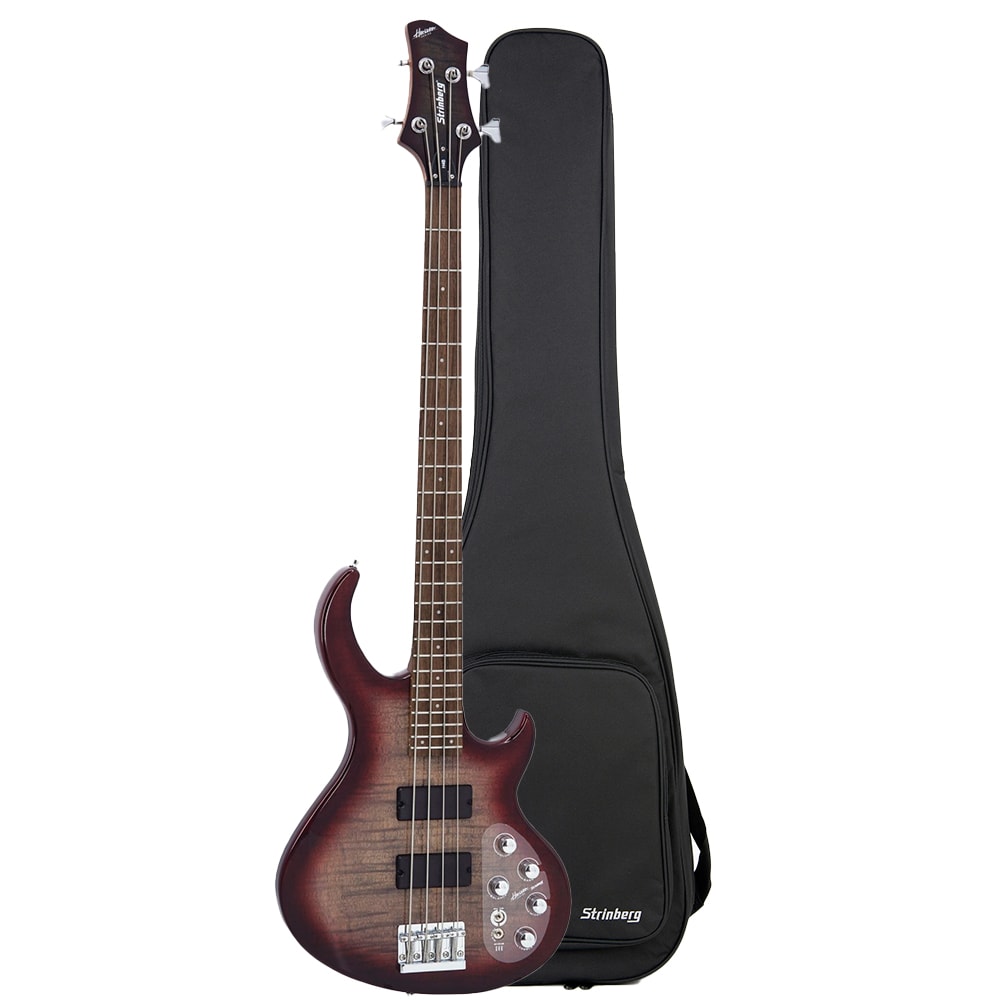 Contrabaixo Strinberg Horizon H4B TRB Transparent Red / Black Ativo/Passivo 4 Cordas