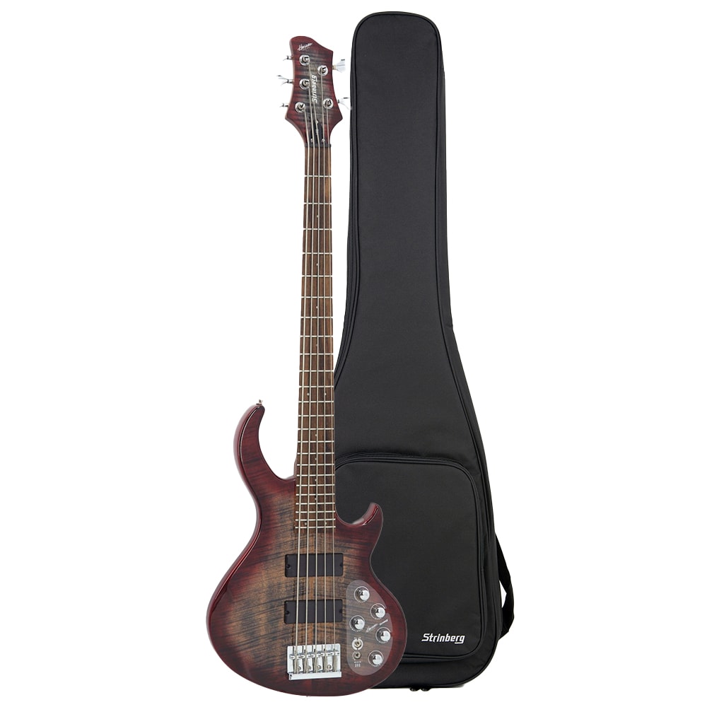 Contrabaixo Strinberg Horizon H5B TRB Transparent Red / Black Ativo/Passivo 5 Cordas