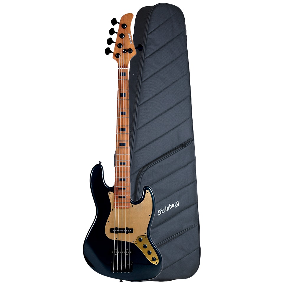 Contrabaixo Strinberg JBS155AD Onix Black Signature Aninha Deleones Ativo/Passivo 5 Cordas C/ Bag