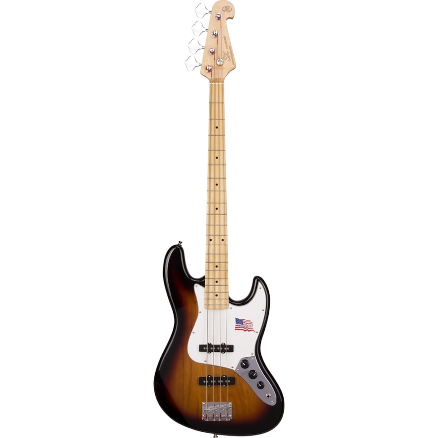 Contrabaixo SX SJB/ALDER Jazz Bass de 4 Cordas Sunburst c/ Escudo Branco Contrabaixo SX SJB/ALDER Jazz Bass de 4 Cordas Sunburst c/ Escudo Branco