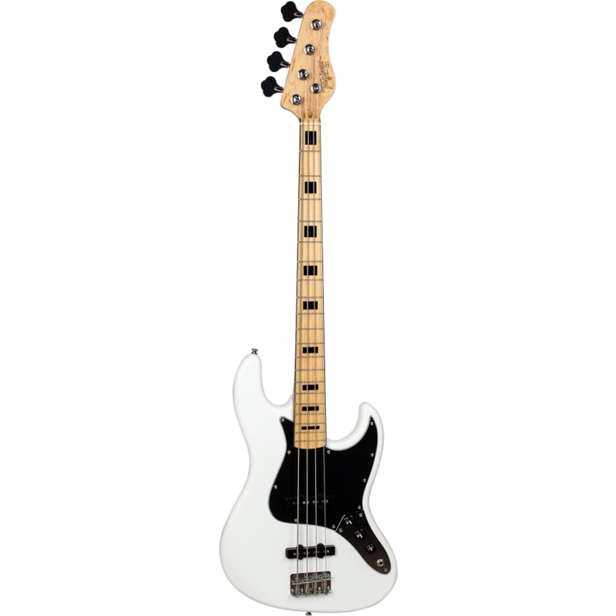 Contrabaixo Tagima TJB 4 WH C/BK 4 Cordas Classic Series Jazz Bass Passivo Branco C/ Escala Clara e Escudo Preto