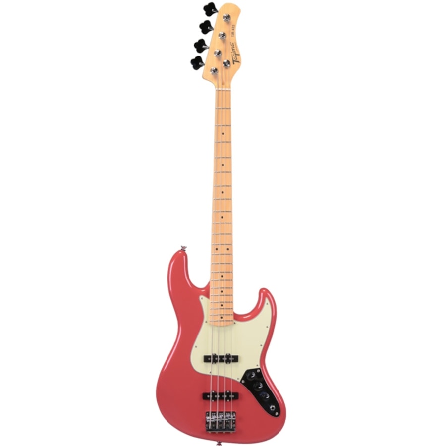 Contrabaixo Tagima TJB-435 FR C/MG 4 Cordas Brazil Series Jazz Bass Passivo Vermelho C/ Escala Clara e Escudo Mint Green