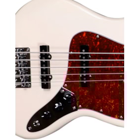 Contrabaixo Tagima TJB5 OWH C/TT 5 Cordas Classic Series Jazz Bass Passivo Branco C/ Escudo Tortóise e Escala Clara Contrabaixo Tagima TJB5 OWH C/TT 5 Cordas Classic Series Jazz Bass Passivo Branco C/ Escudo Tortóise e Escala Clara