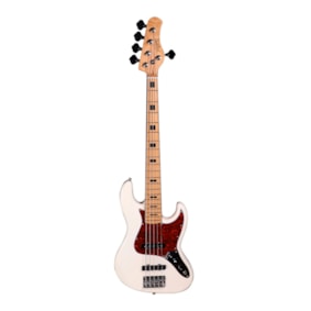 Contrabaixo Tagima TJB5 OWH C/TT 5 Cordas Classic Series Jazz Bass Passivo Branco C/ Escudo Tortóise e Escala Clara Contrabaixo Tagima TJB5 OWH C/TT 5 Cordas Classic Series Jazz Bass Passivo Branco C/ Escudo Tortóise e Escala Clara