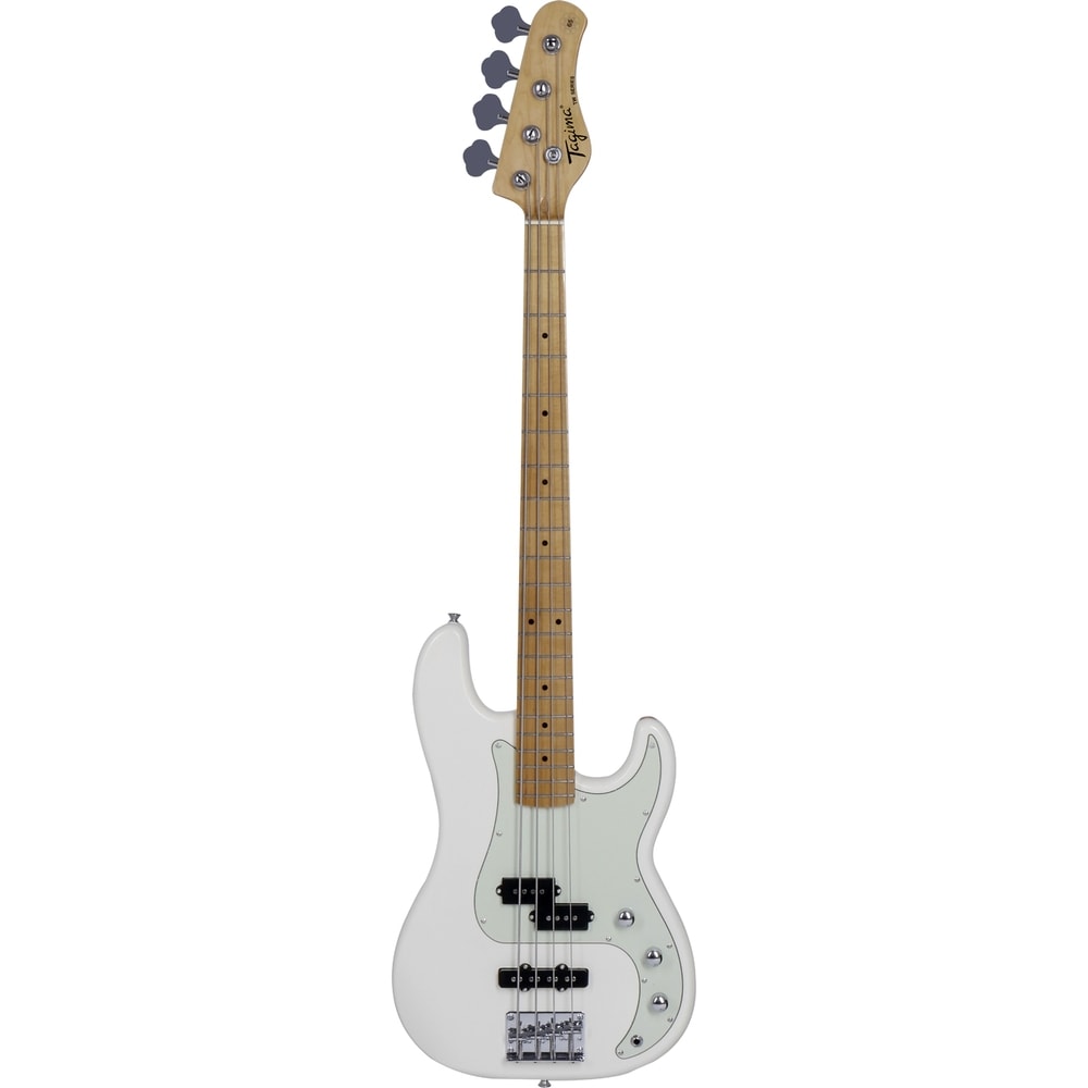 Contrabaixo Tagima TW-65 WH C/MG Precision Jazz Passivo Branco Vintage C/ Escala Clara e Escudo Mint Green