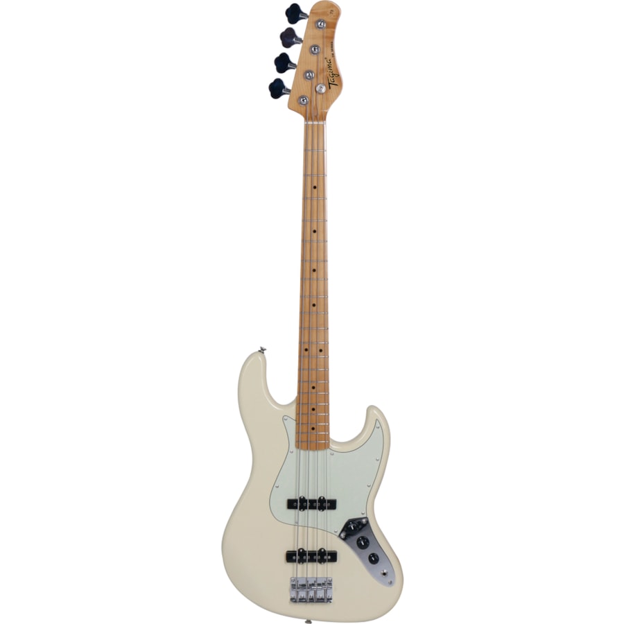 Contrabaixo Tagima TW-73 OWH C/MG 4 Cordas TW Series Jazz Bass Passivo Branco C/ Escala Clara e Escudo Mint Green