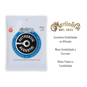 Encordoamento P/ Violão Martin MA140 Authentic Series Aço 012, 016, 025, 032, 042, 054