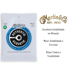 Encordoamento P/ Violão Martin MA170 Authentic Series Aço 010 Encordoamento P/ Violão Martin MA170 Authentic Series Aço 010