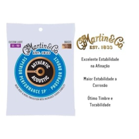 Encordoamento P/ Violão Martin MA535 Authentic Series Phosphor Bronze Aço 011, 015, 023, 032, 042, 052