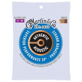 Encordoamento P/ Violão Martin MA535 Authentic Series Phosphor Bronze Aço 011, 015, 023, 032, 042, 052
