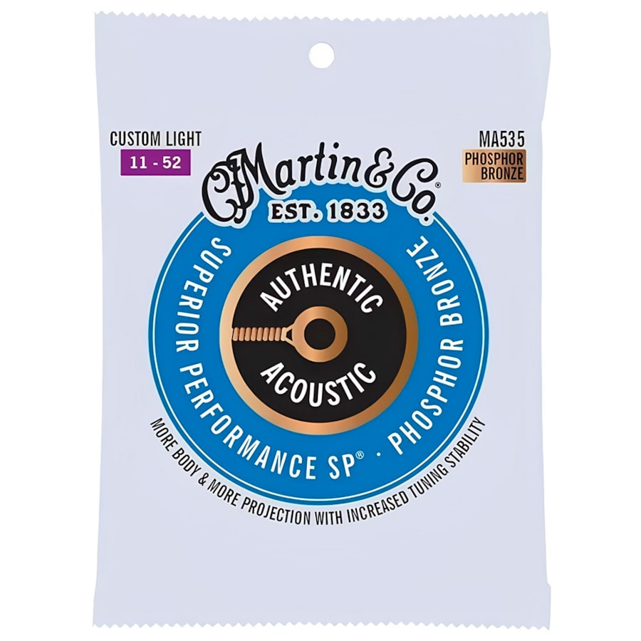 Encordoamento P/ Violão Martin MA535 Authentic Series Phosphor Bronze Aço 011, 015, 023, 032, 042, 052