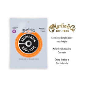 Encordoamento P/ Violão Martin MA535FX Authentic Series Aço 011