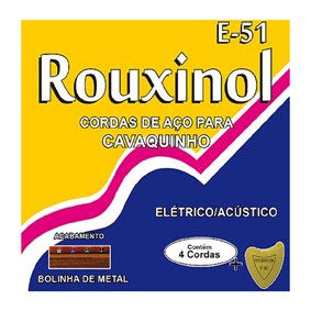 Encordoamento Para Cavaquinho Rouxinol E51 Calibre .011 com Bolinha + Palheta 