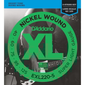 Encordoamento para Contrabaixo D'Addario EXL220-5 de 5 Cordas 0.040 Encordoamento para Contrabaixo D'Addario EXL220-5 de 5 Cordas 0.040