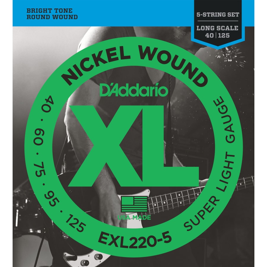 Encordoamento para Contrabaixo D'Addario EXL220-5 de 5 Cordas 0.040 Encordoamento para Contrabaixo D'Addario EXL220-5 de 5 Cordas 0.040