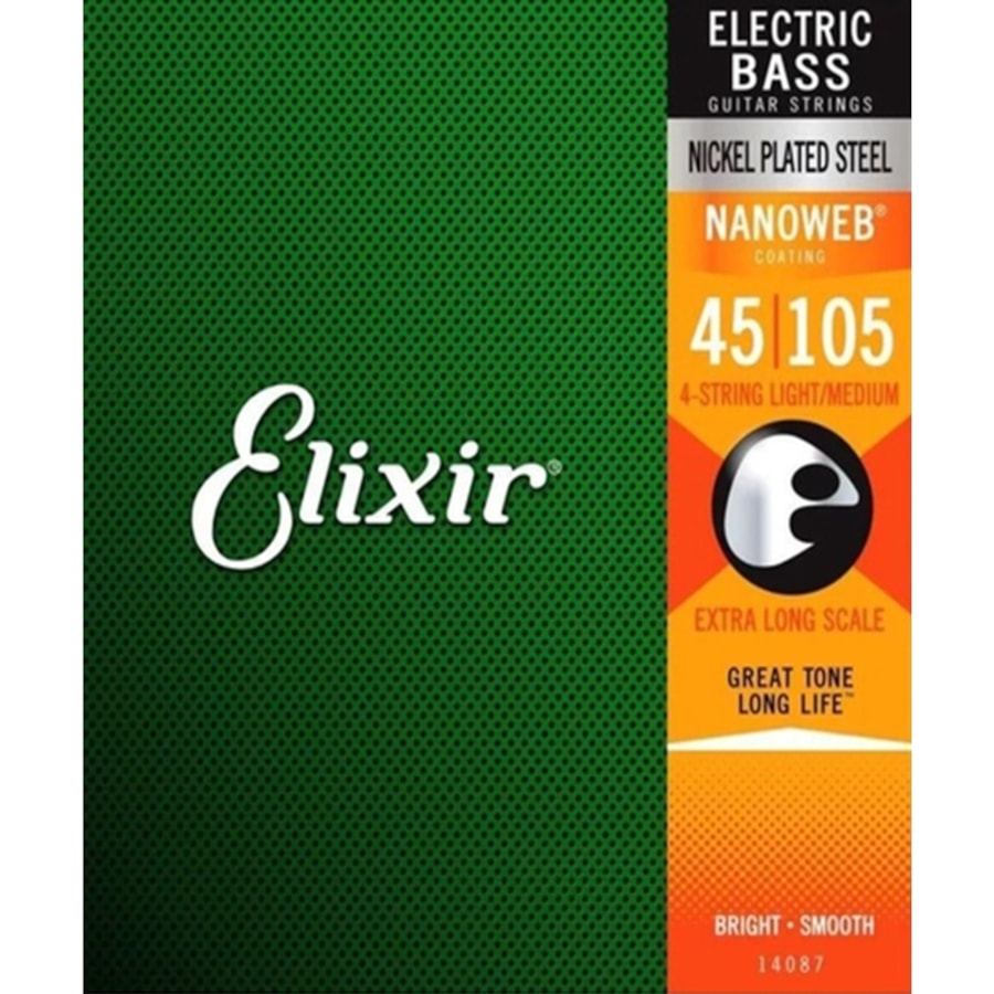 Encordoamento para Contrabaixo Elixir 14052 Nanoweb de 4 cordas 0.045 Light