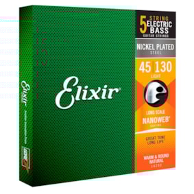 Encordoamento Para Contrabaixo Elixir 5 Cordas 0.45 Light  14202 Encordoamento Para Contrabaixo Elixir 5 Cordas 0.45 Light  14202