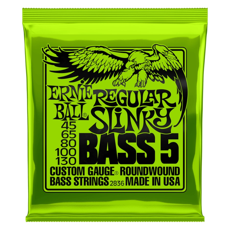 Encordoamento para Contrabaixo Ernie Ball 2836 de 5 Cordas 0.045 Regular Slinky Encordoamento para Contrabaixo Ernie Ball 2836 de 5 Cordas 0.045 Regular Slinky