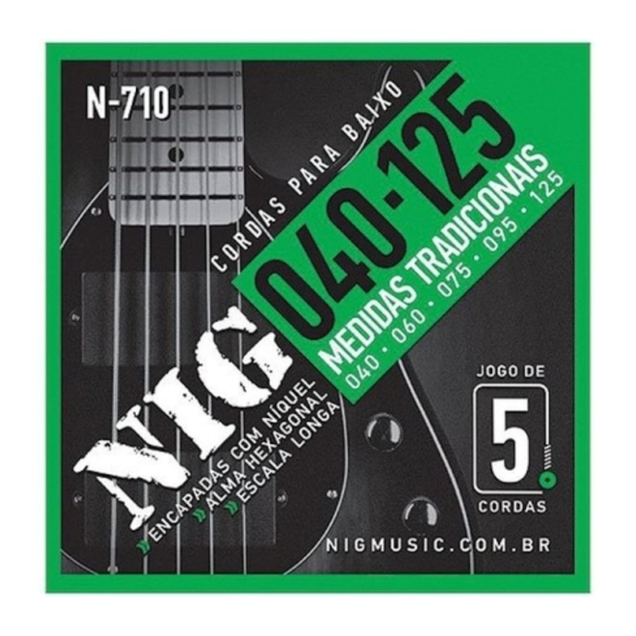 Encordoamento para Contrabaixo NIG N-710 de 5 Cordas 0.040 Encordoamento para Contrabaixo NIG N-710 de 5 Cordas 0.040