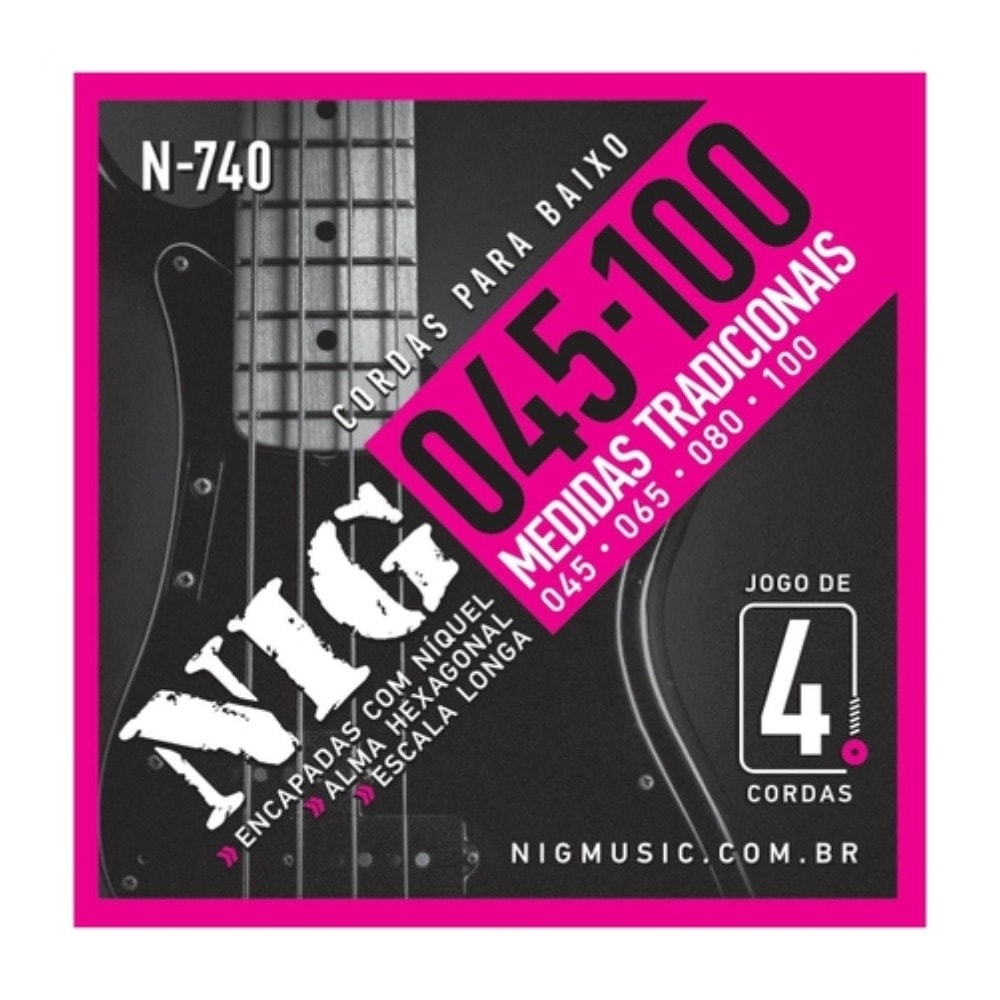 Encordoamento para Contrabaixo NIG N-740 de 4 Cordas 0.045