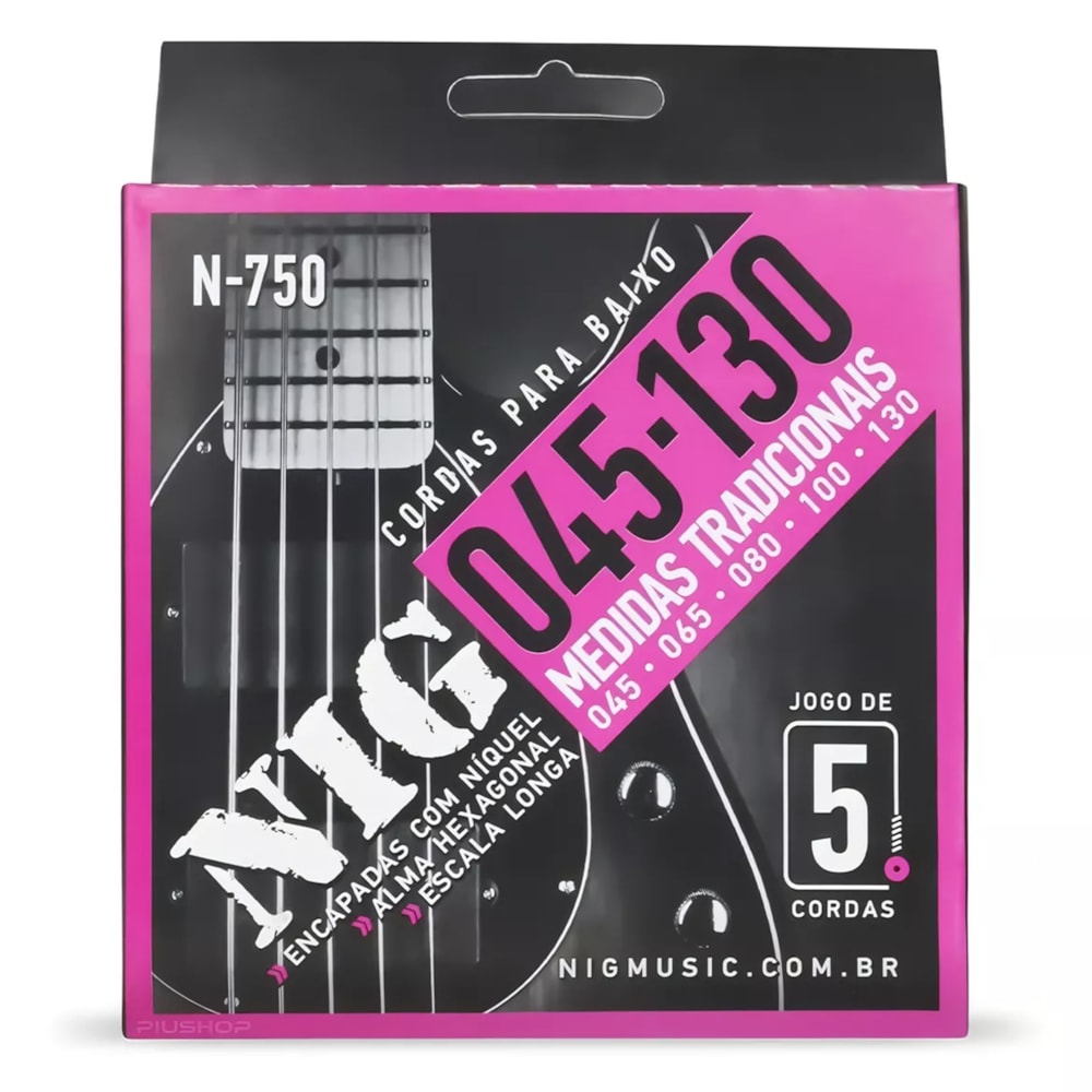 Encordoamento Para Contrabaixo NIG N-750 de 5 Cordas 045
