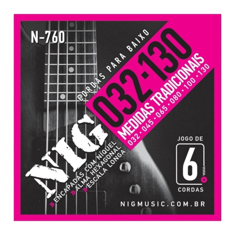 Encordoamento para Contrabaixo NIG N-760 de 6 Cordas Encordoamento para Contrabaixo NIG N-760 de 6 Cordas