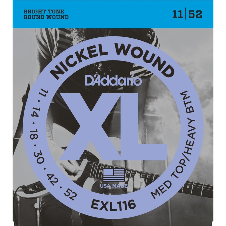 Encordoamento para Guitarra D'Addario EXL116 Medium Top/Heavy Bottom 0.011-0.052 Encordoamento para Guitarra D'Addario EXL116 Medium Top/Heavy Bottom 0.011-0.052
