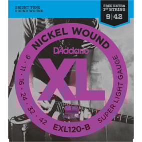 Encordoamento para Guitarra D'Addario EXL120 Super Light Gauge 0.009 Encordoamento para Guitarra D'Addario EXL120 Super Light Gauge 0.009