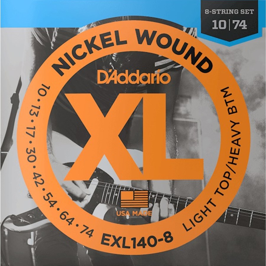 Encordoamento para Guitarra D'Addario EXL140-8 Light Top/Heavy BTM 0.010