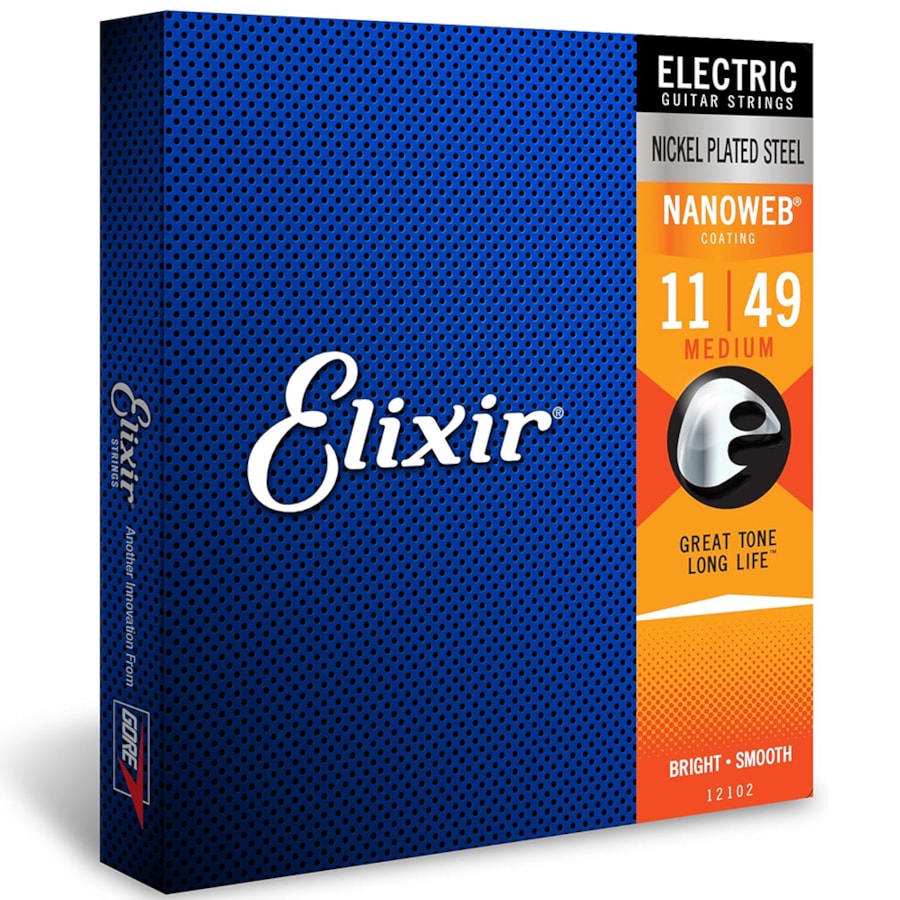 Encordoamento para Guitarra Elixir 12102 Medium Nanoweb 0.011