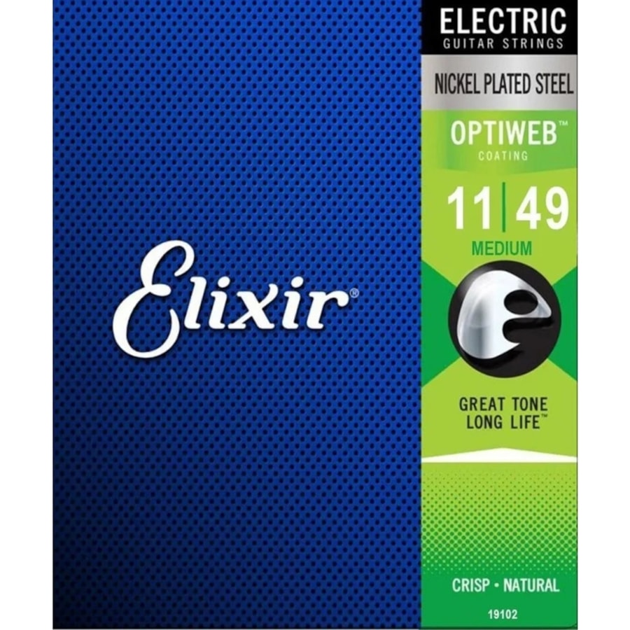 Encordoamento para Guitarra Elixir 19102 Medium Optiweb .011 - .049 Encordoamento para Guitarra Elixir 19102 Medium Optiweb .011 - .049