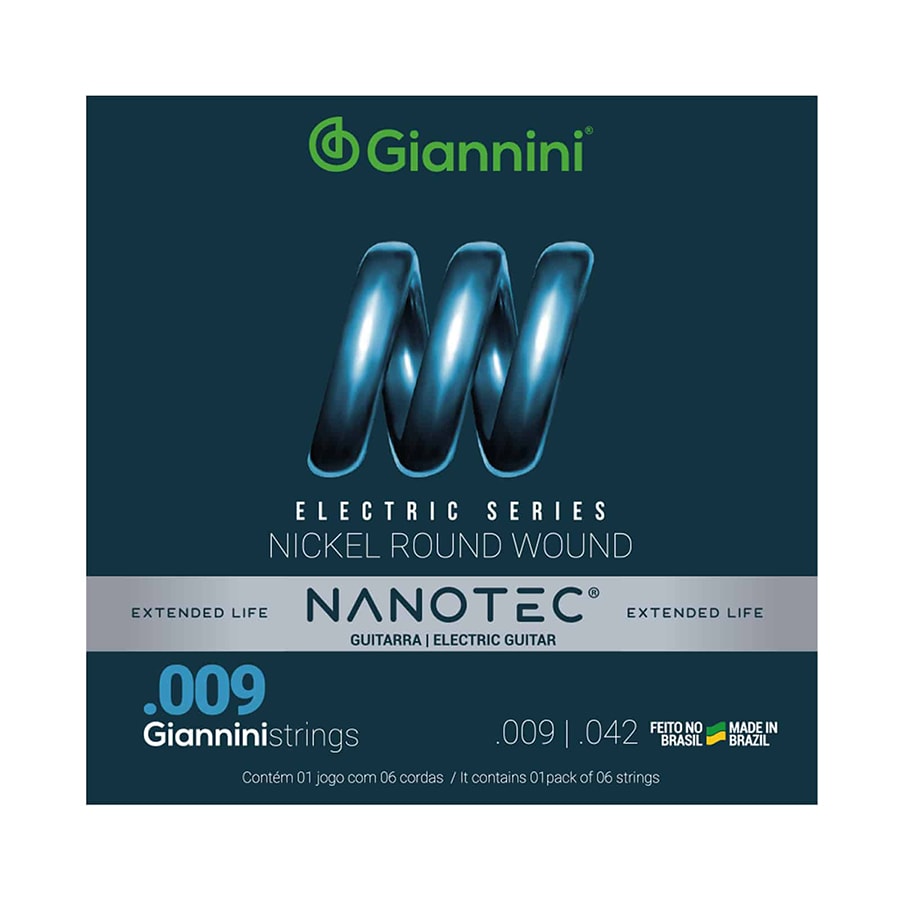 Encordoamento para Guitarra Giannini Nanotec Nickel Round .009-.042 Encordoamento para Guitarra Giannini Nanotec Nickel Round .009-.042