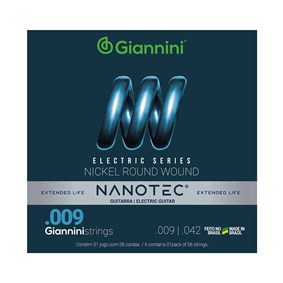 Encordoamento para Guitarra Giannini Nanotec Nickel Round .009-.042