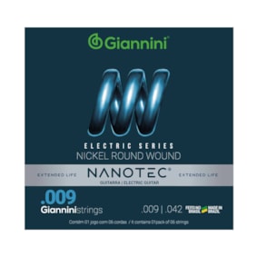 Encordoamento para Guitarra Giannini Nanotec Nickel Round .009-.042 Encordoamento para Guitarra Giannini Nanotec Nickel Round .009-.042