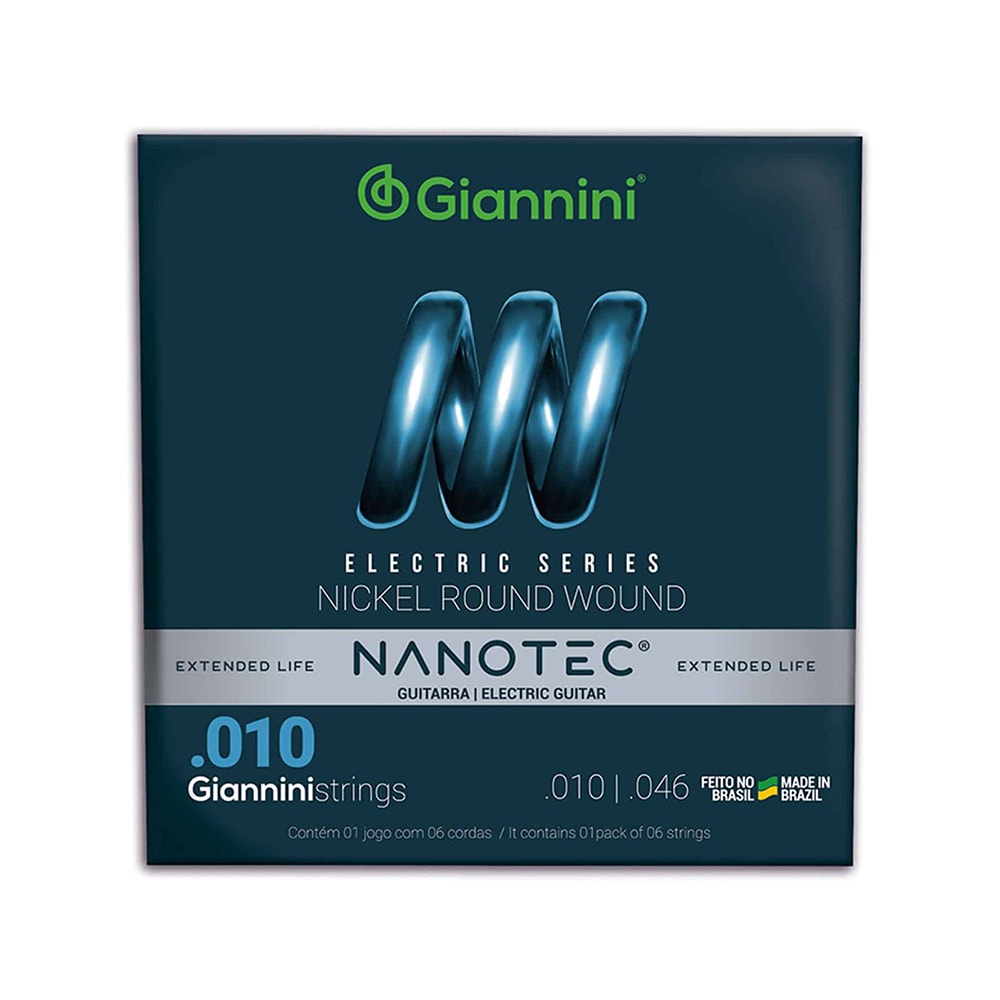 Encordoamento para Guitarra Giannini Nanotec Nickel Round .010-.046
